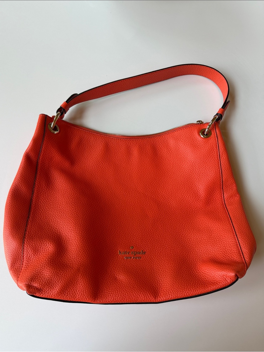 Kate Spade Orange Pebbled Leather Shoulder Bag